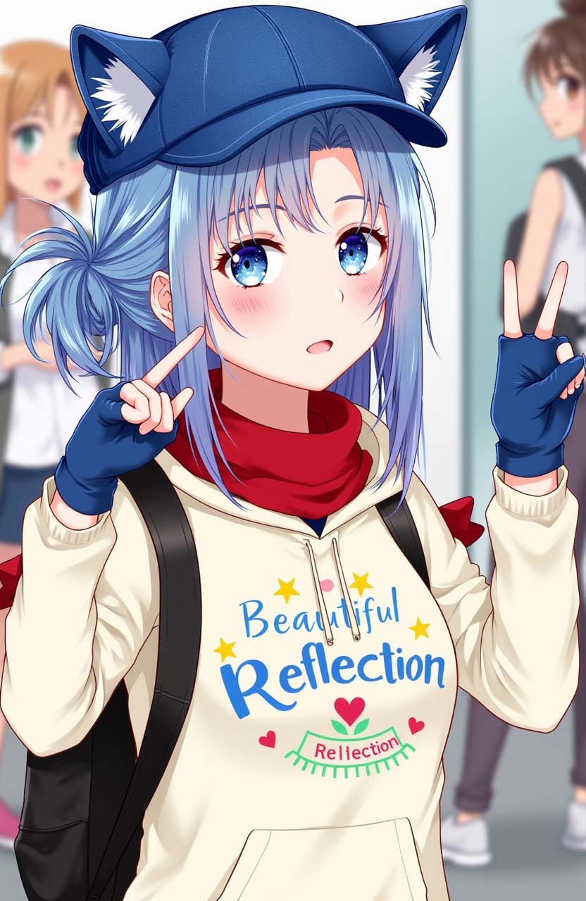 Asuna, wearing a cat hat, looks at the camera.